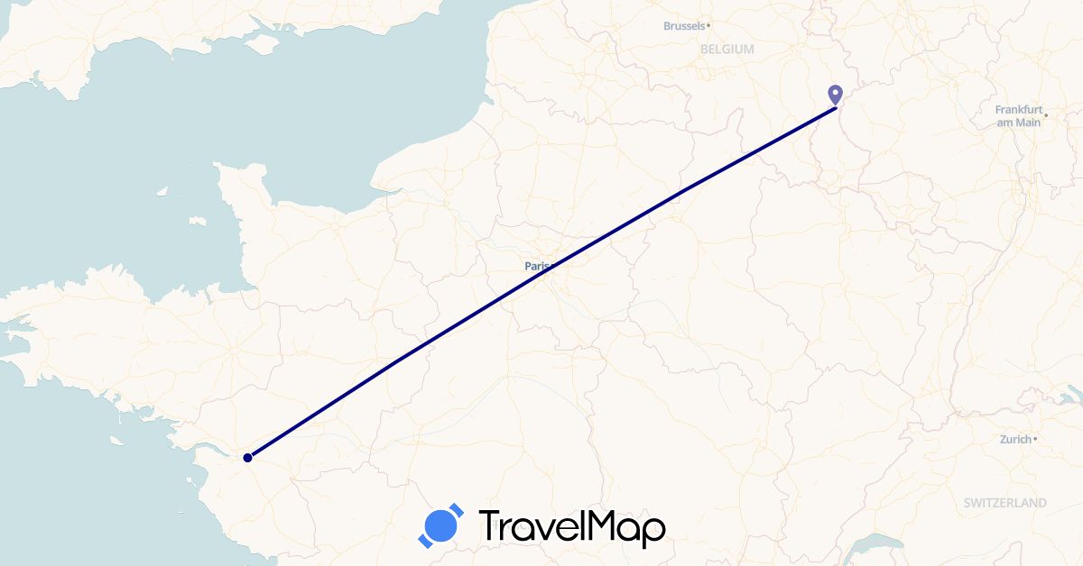 TravelMap itinerary: driving in France, Luxembourg (Europe)